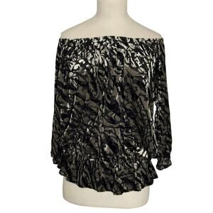 Sno Skins Top Stretch Velvet Womens Small Gold/Black
